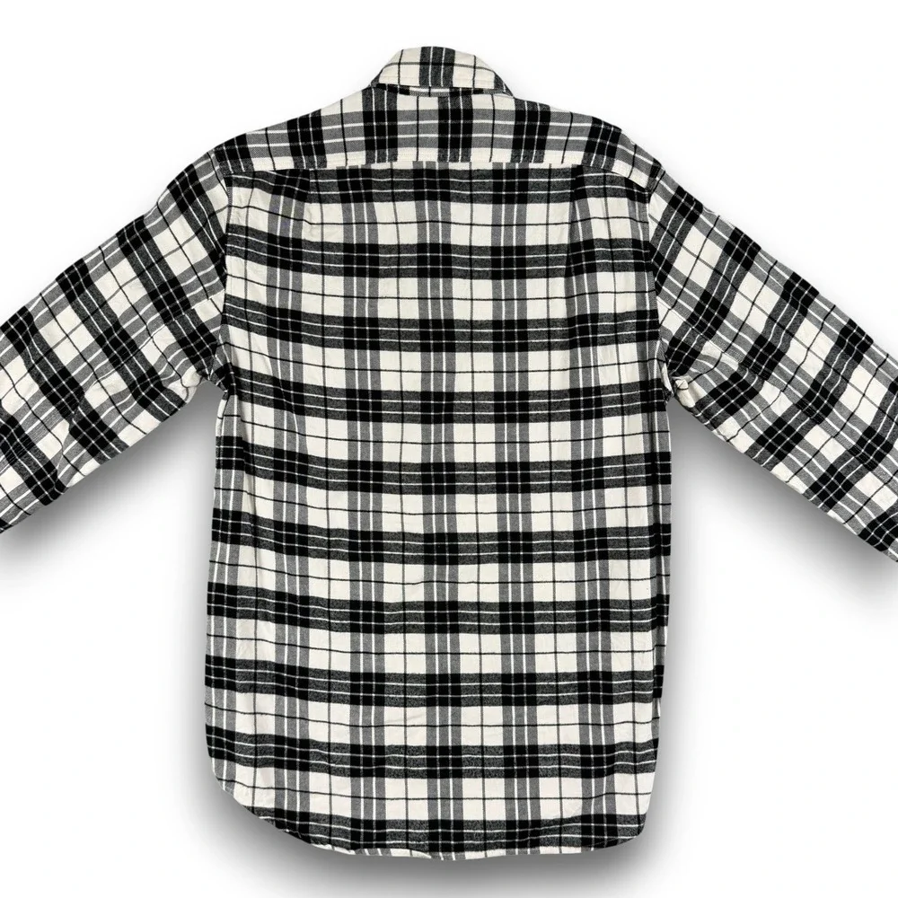 J.Crew Flannel Shirt‎ Mens S Black White Plaid Checkered Slim Fit Long Sleeve